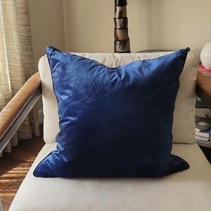 NWT blue velvet accent decor throw pillow 20"